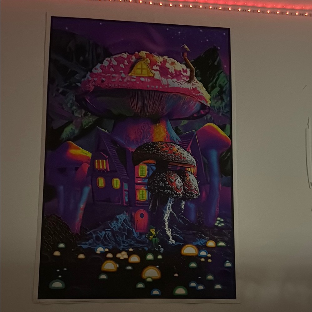 Vibrant Mushroom House Wall Art